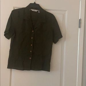 Richard Malcolm 100% Linen Olive Green Blouse